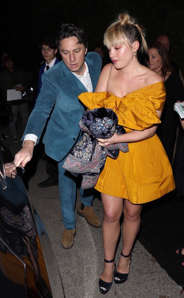 Zach Braff and Girlfriend Florence Pugh Have a Pre-2020 Oscars Party